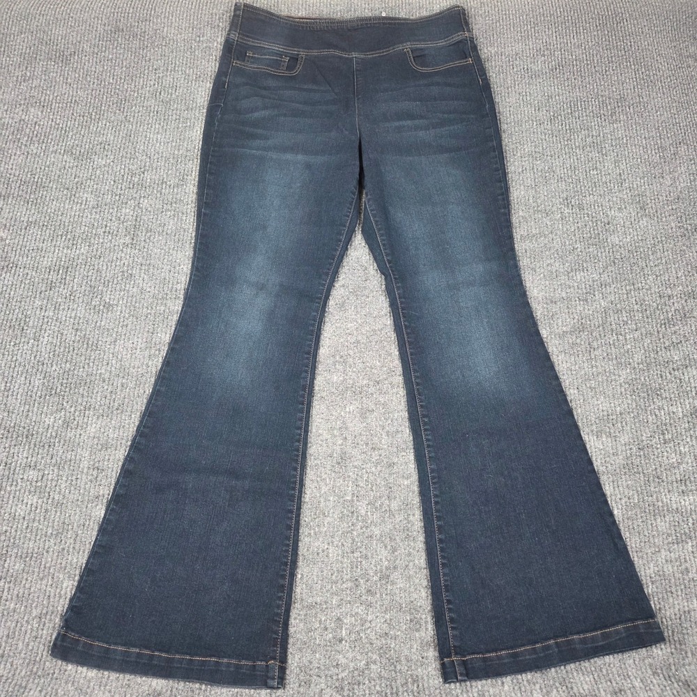 Sofia Jeans by Sofia Vergara Melisa Flare Dark Wash Pull‎ On Denim Pants Size 16